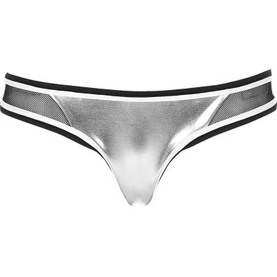 Silver mesh panel bikini bottoms